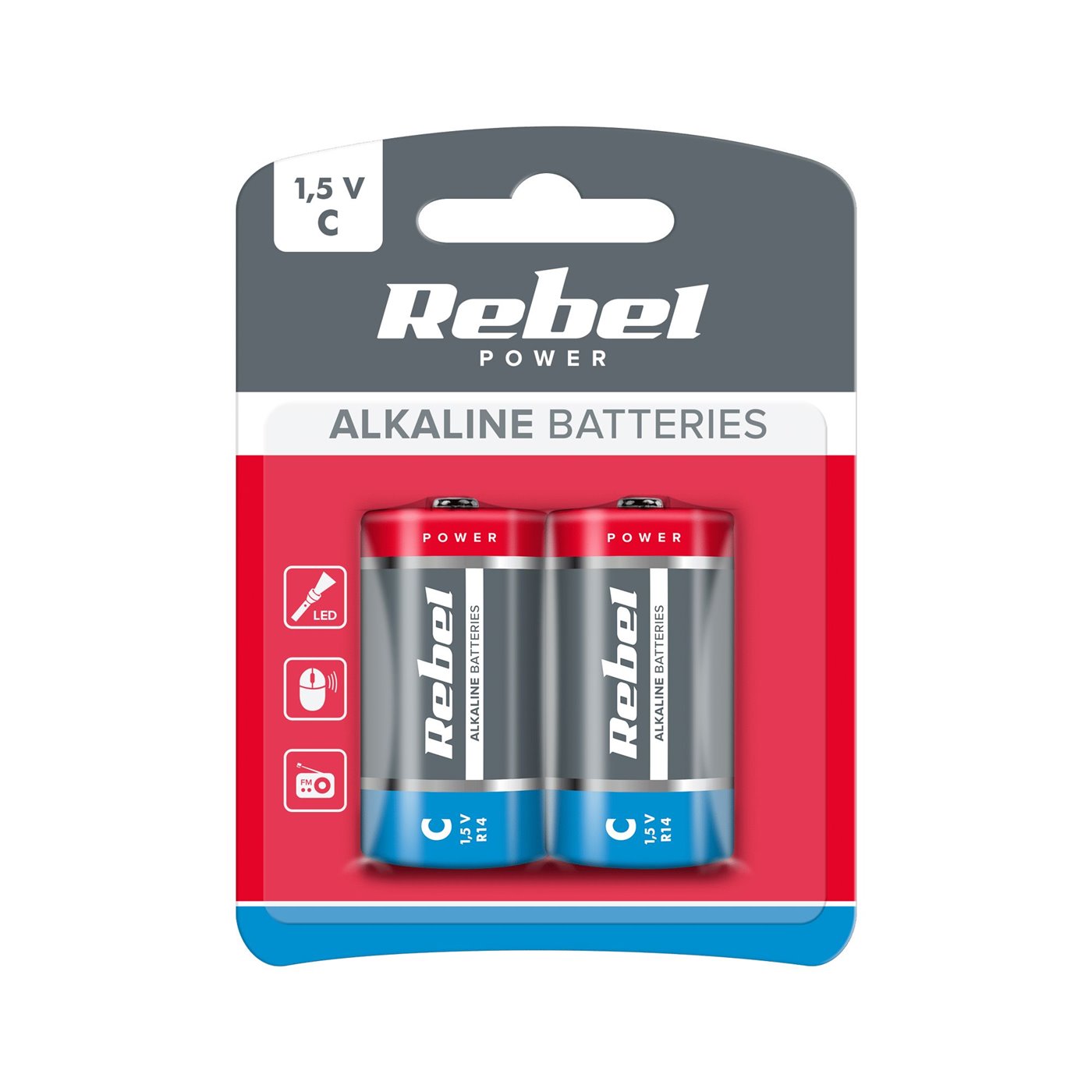 Batéria REBEL alkalická LR14 blister(2ks)