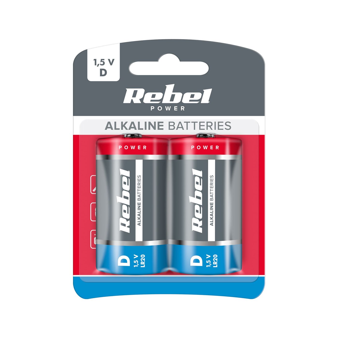 Batéria REBEL alkalická LR20 blister (2ks)