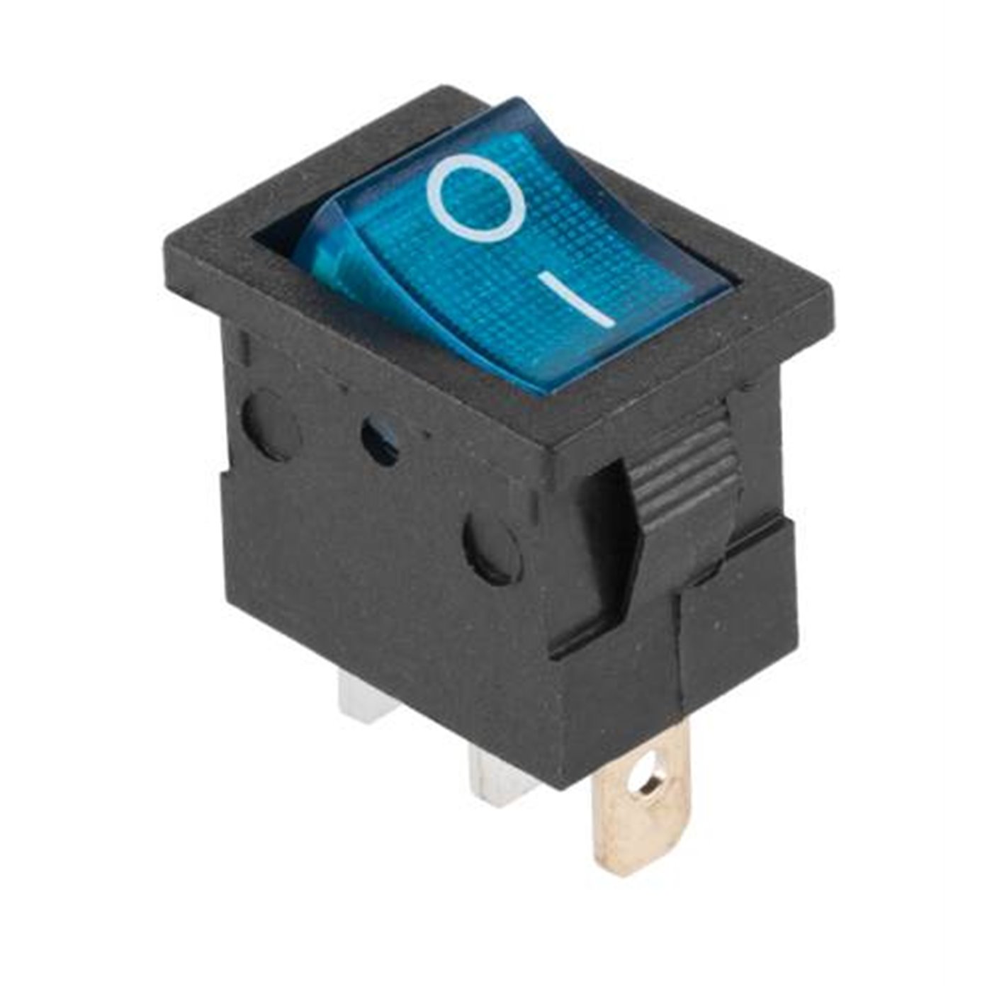 Prepínač kolískový mini 3pin 12V modrý