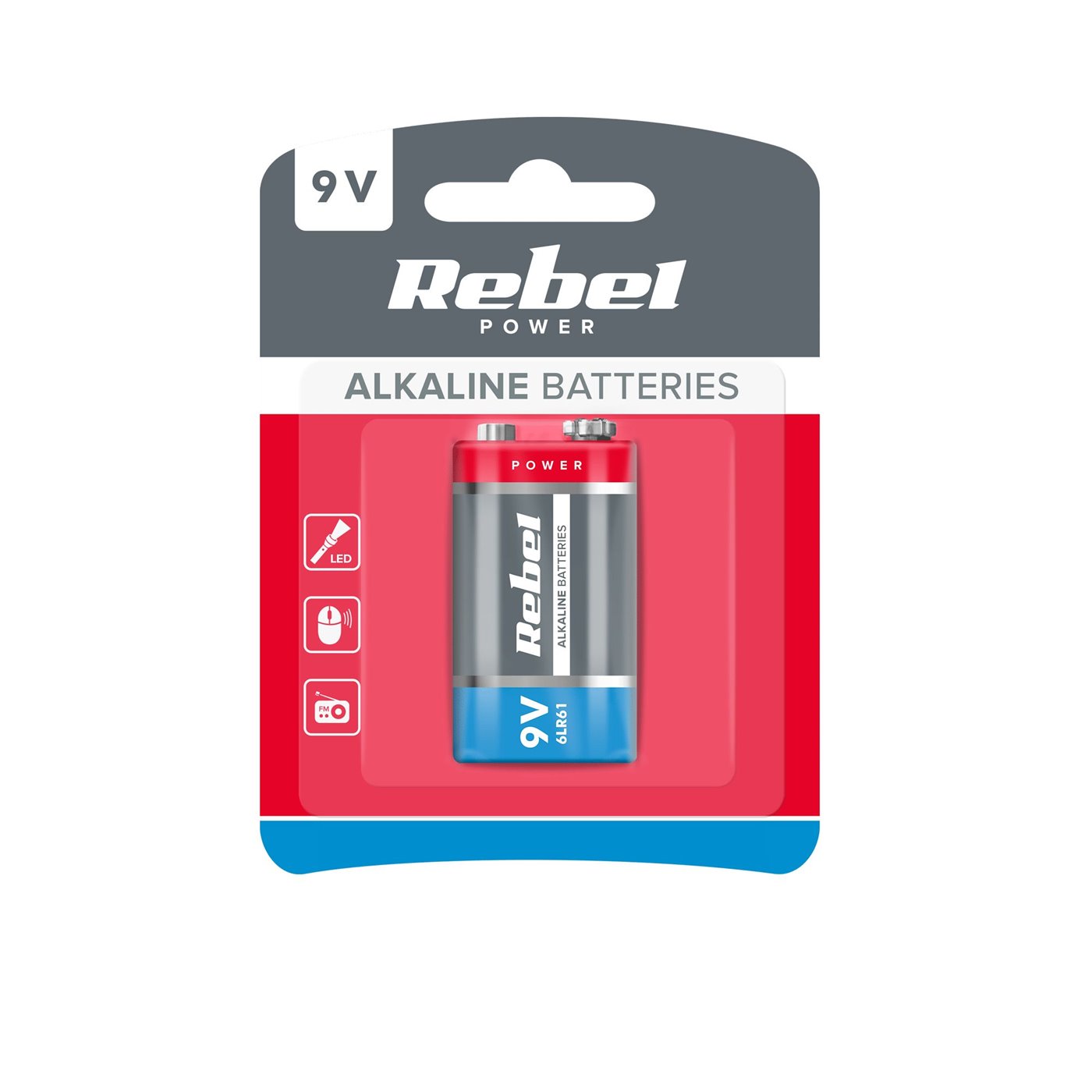 Batéria REBEL alkalická 9V 6F22 blister