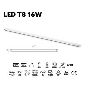 LED trubica T8 16W 4000K 120cm sklenená LED2B
