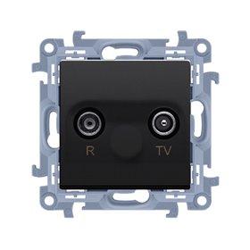 Zásuvka RTV Simon 10 priechodná 10dB modul čierna matná