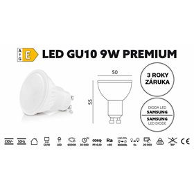 Žiarovka LED 9W GU10 6000K 230V PREMIUM