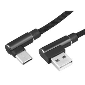 Kábel USB uhlový - USB typ C uhlový 1m čierny