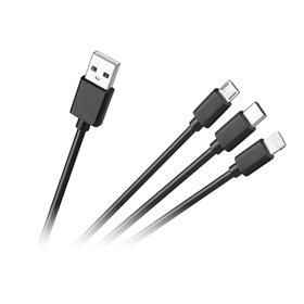 Kábel USB 3v1 microUSB, USB typ C, Lightning