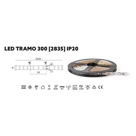 LED pás 300x2835LED, červený, IP20, TRAMO 24W/5m