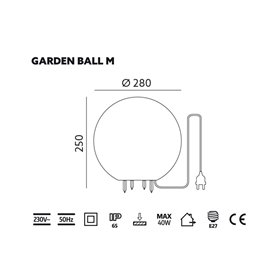 Záhradné svietidlo GARDEN BALL M 1x E27